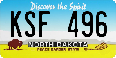 ND license plate KSF496