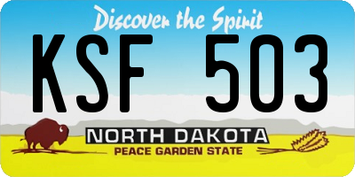 ND license plate KSF503