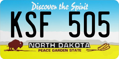 ND license plate KSF505