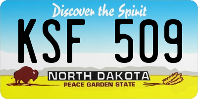 ND license plate KSF509