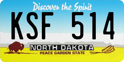 ND license plate KSF514