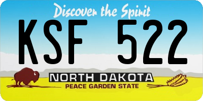 ND license plate KSF522