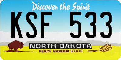 ND license plate KSF533