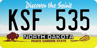 ND license plate KSF535