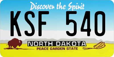 ND license plate KSF540