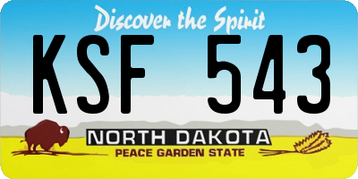 ND license plate KSF543