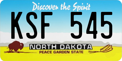 ND license plate KSF545