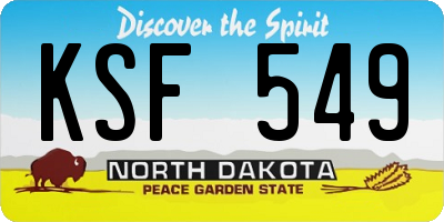 ND license plate KSF549