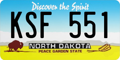 ND license plate KSF551
