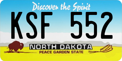 ND license plate KSF552