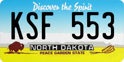 ND license plate KSF553