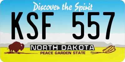 ND license plate KSF557