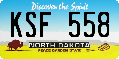 ND license plate KSF558