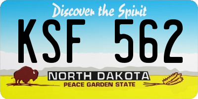 ND license plate KSF562