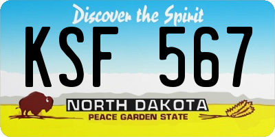 ND license plate KSF567