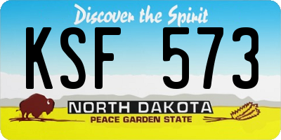 ND license plate KSF573