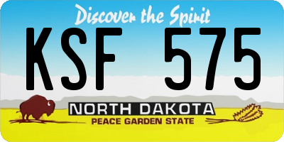 ND license plate KSF575