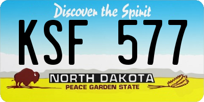 ND license plate KSF577