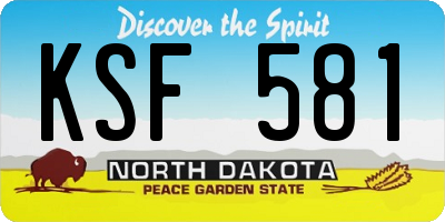 ND license plate KSF581