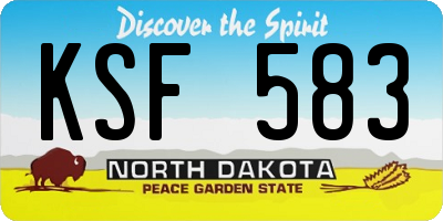ND license plate KSF583