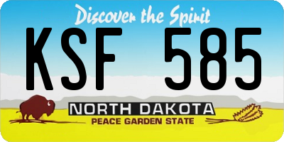 ND license plate KSF585