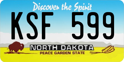 ND license plate KSF599