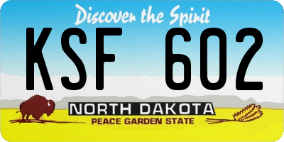 ND license plate KSF602