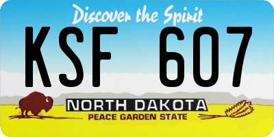 ND license plate KSF607