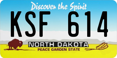 ND license plate KSF614