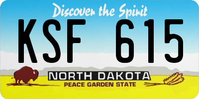 ND license plate KSF615