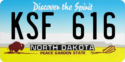 ND license plate KSF616