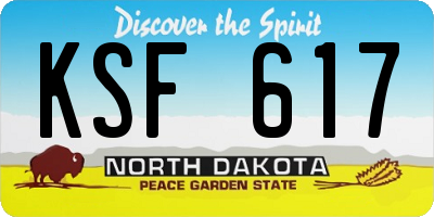 ND license plate KSF617