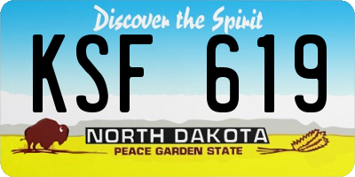 ND license plate KSF619