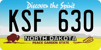 ND license plate KSF630