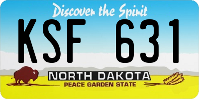 ND license plate KSF631