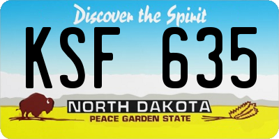 ND license plate KSF635