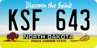 ND license plate KSF643