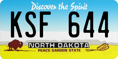 ND license plate KSF644
