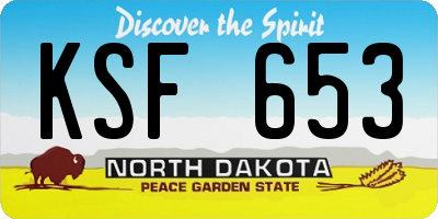 ND license plate KSF653