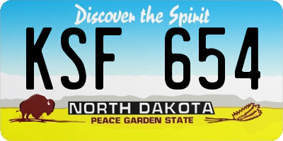 ND license plate KSF654