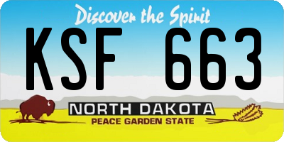 ND license plate KSF663