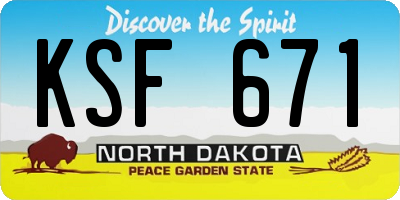 ND license plate KSF671