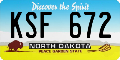 ND license plate KSF672