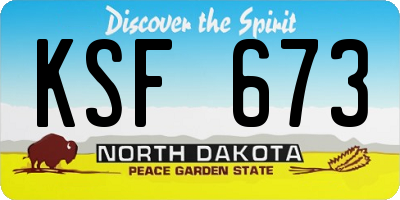 ND license plate KSF673