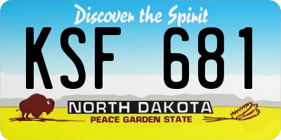 ND license plate KSF681
