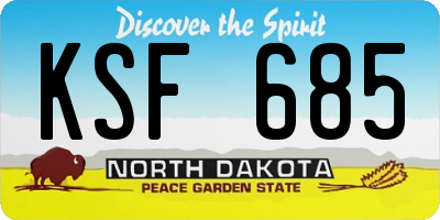 ND license plate KSF685