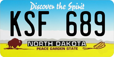 ND license plate KSF689