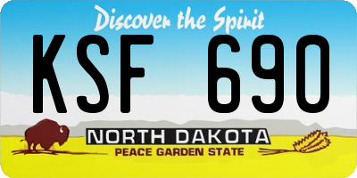 ND license plate KSF690
