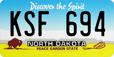 ND license plate KSF694