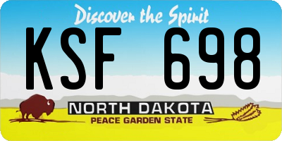 ND license plate KSF698